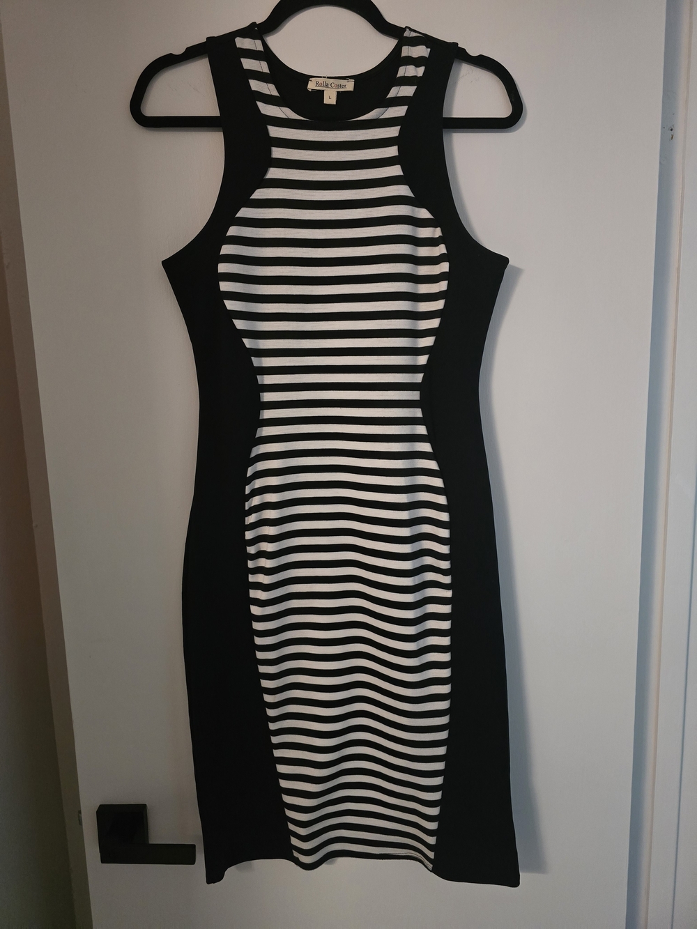 Rolla Coster Black & White Striped Midi Bodycon Dress